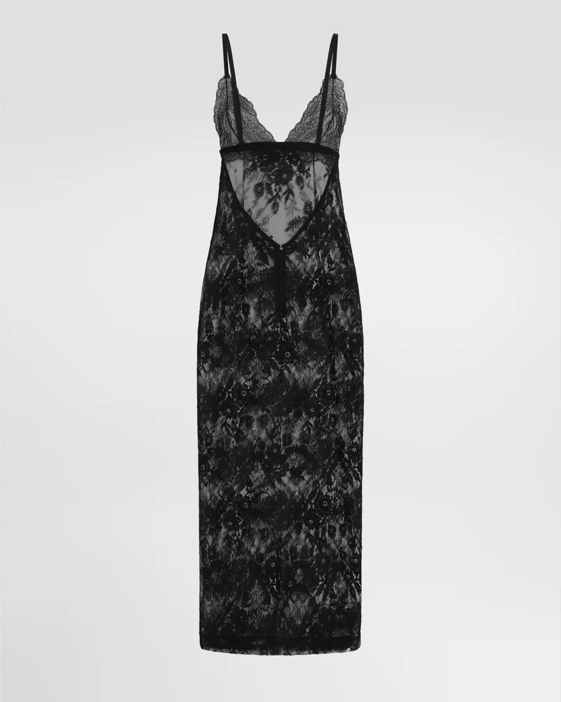 Dolce & Gabbana Kleid Aus Spitze - Frau Collection Schwarz Schwarz