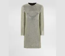 Kurzes Langarm-kleid Aus Crystal Mesh - Frau Kleider Gold