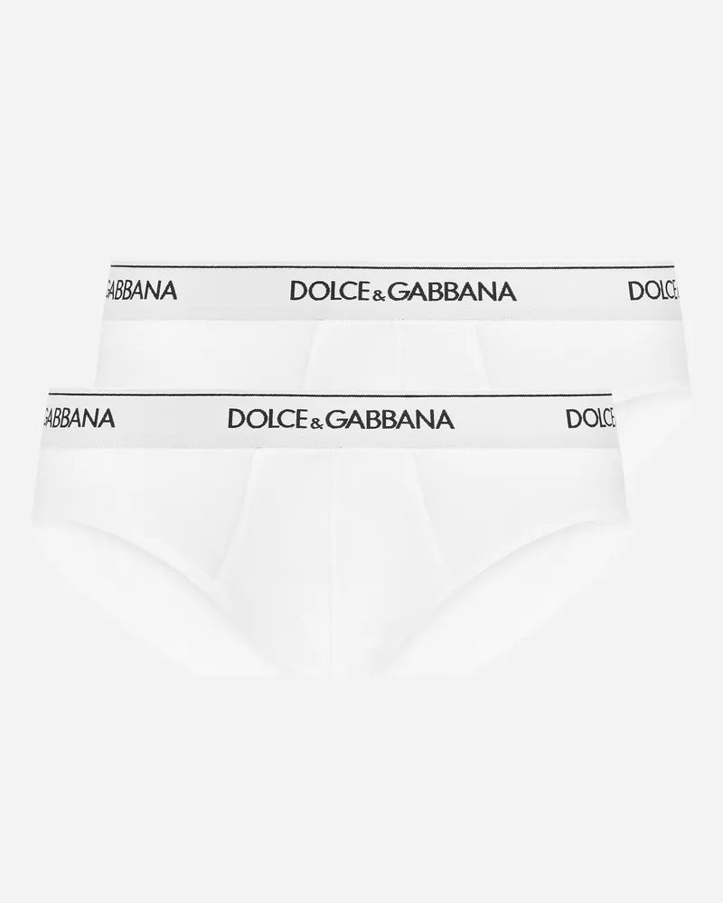 Dolce & Gabbana Bi-pack Midi-slip Baumwollstretch - Mann Unterwäsche Und Loungewear Wei� Baumwolle Weiß
