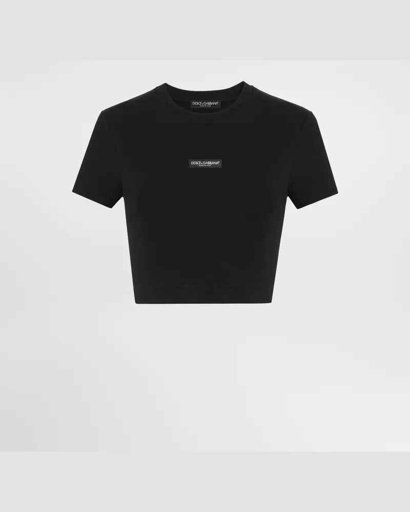 Dolce & Gabbana T-shirt Aus Jersey Mit Logo - Frau Collection Schwarz Schwarz