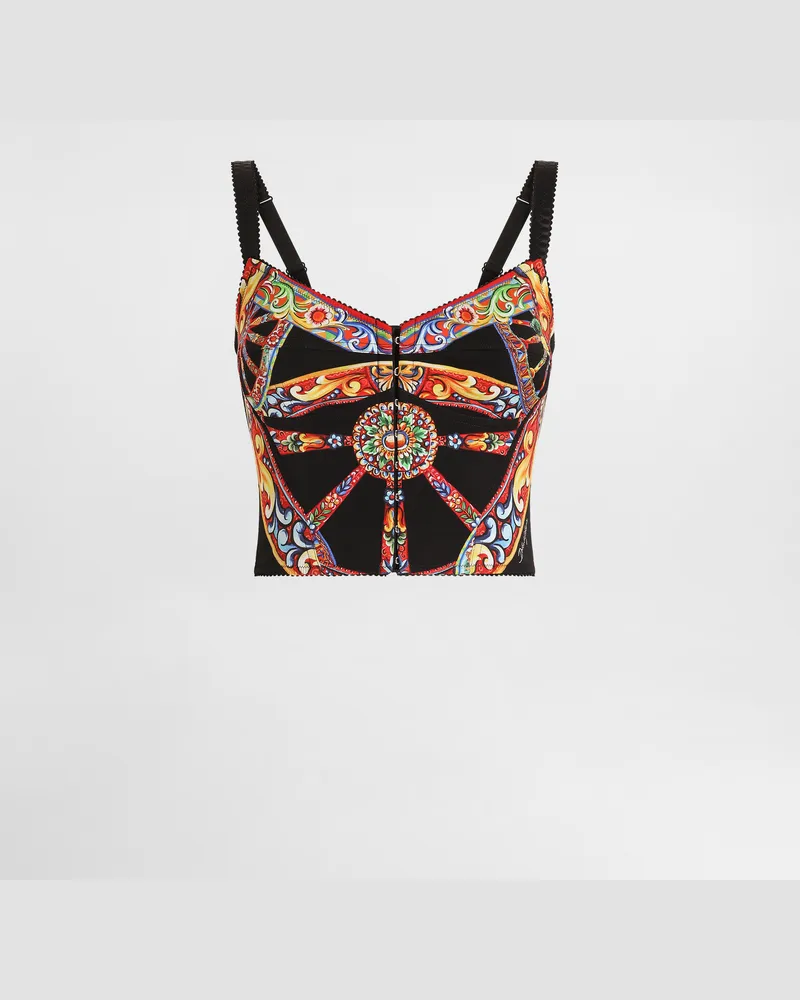 Dolce & Gabbana Top Aus Charmeuse Mit Carretto-print - Frau Blusen Und Tops Multicolor Multicolor
