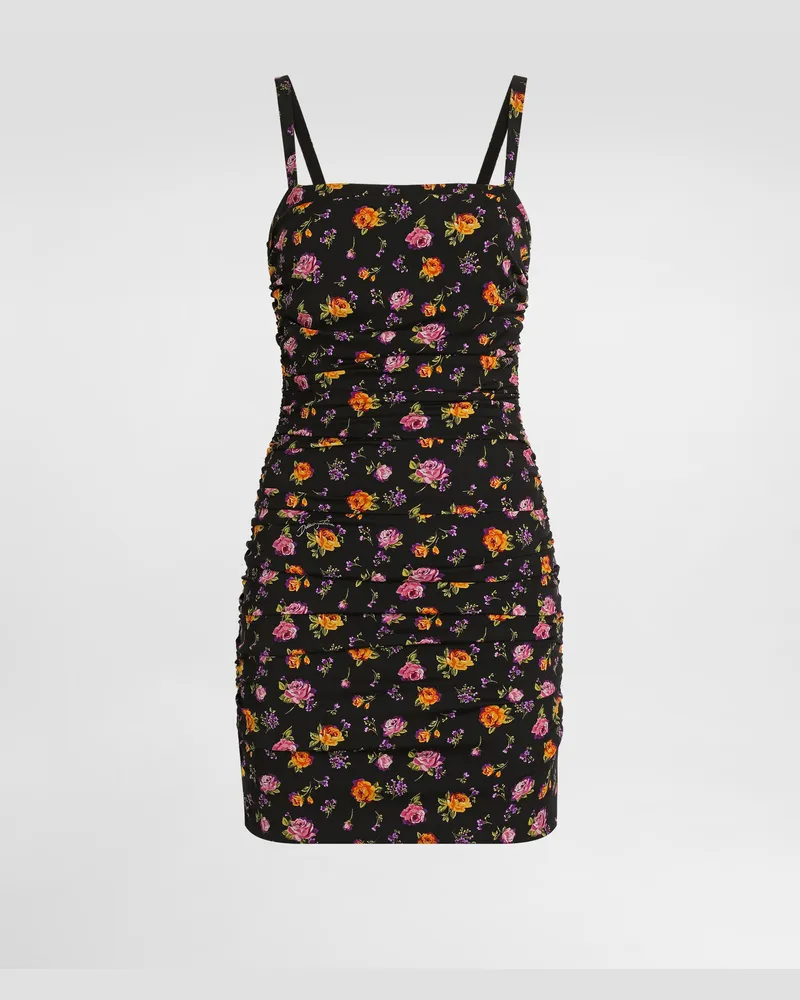 Dolce & Gabbana Drapiertes Kleid Aus Charmeuse Mit Einem Print Mit Kleinen Rosensträußen - Frau Kleider Mehrfarbig Mehrfarbig