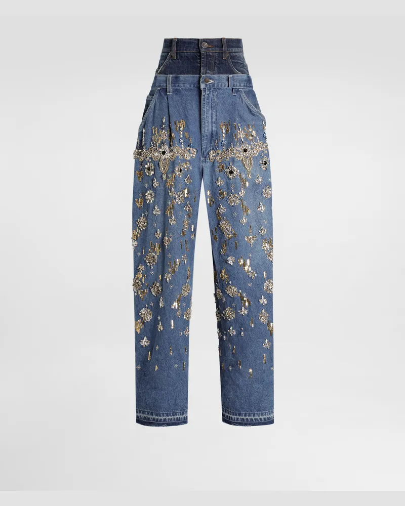 Dolce & Gabbana 5-pocket Embroidered Denim Jeans - Frau Denim Mehrfarbig Multicolor
