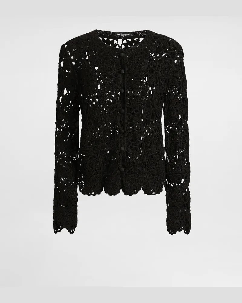 Dolce & Gabbana Cardigan Aus Häkelstrick - Frau Collection Schwarz Schwarz