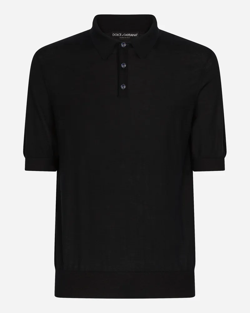 Dolce & Gabbana Poloshirt Aus Feinstem Kaschmir - Mann Strickwaren Blau Kaschmir Blau