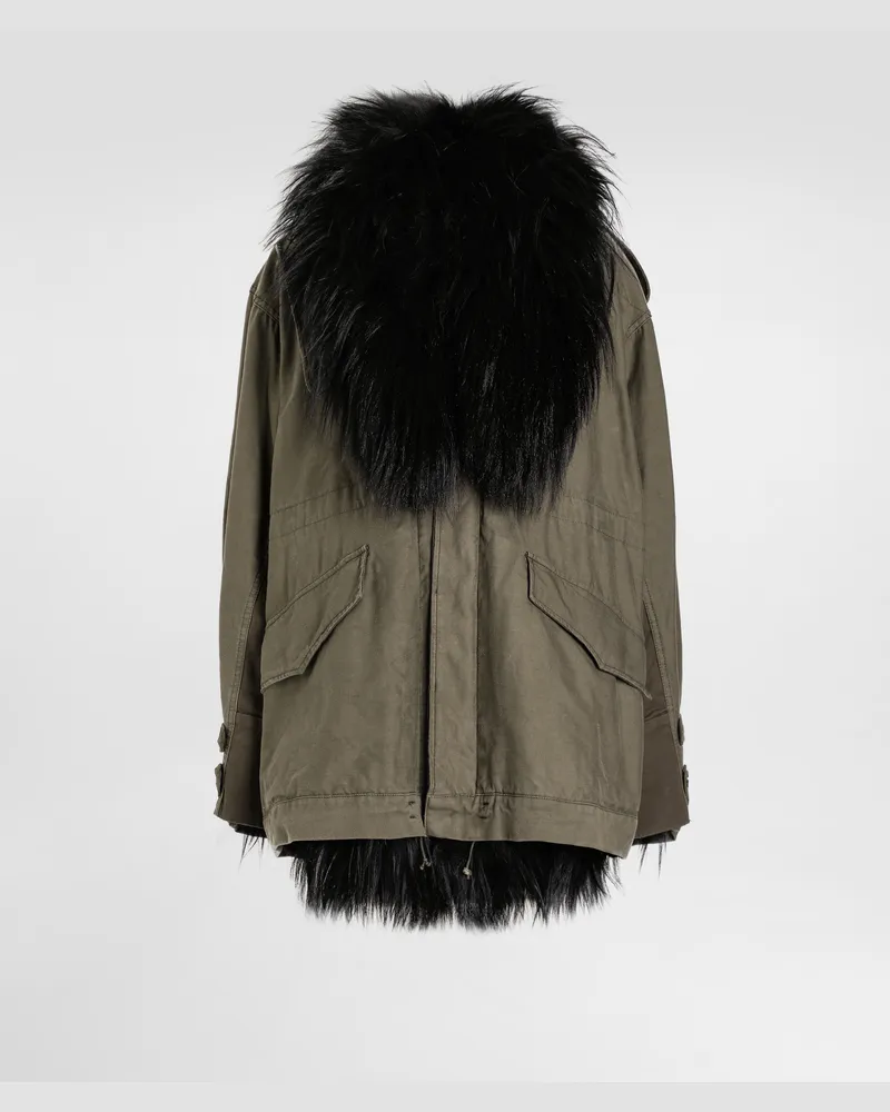 Dolce & Gabbana Oversized Canvas Parka - Frau Mäntel Und Jacken Grey Grey