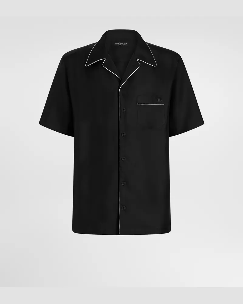 Dolce & Gabbana Hawaii-hemd Aus Seidentwill - Mann Collection Schwarz Black