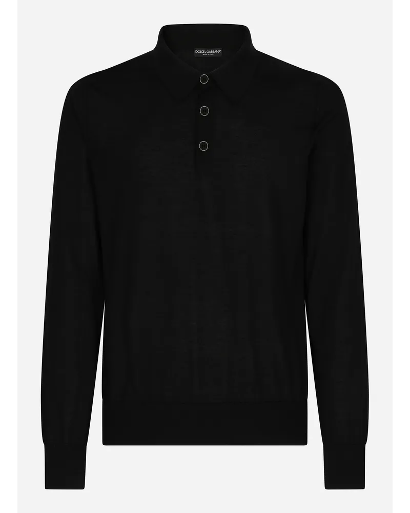 Dolce & Gabbana Poloshirt aus feinstem Kaschmir Schwarz