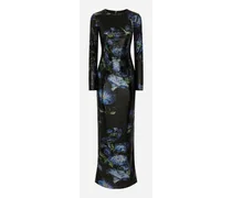 Dolce & Gabbana Langes Kleid aus Pailletten Glockenblumen-Print Print