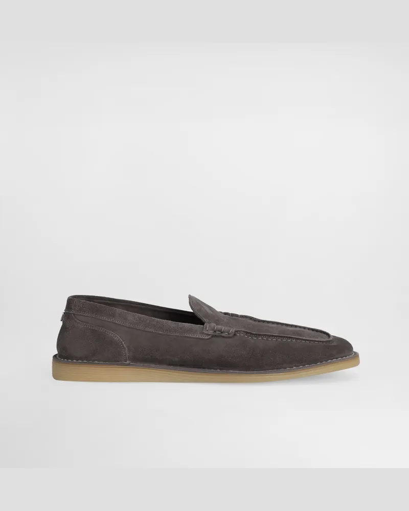 Dolce & Gabbana Mokassin Aus Veloursleder - Mann Driver Und Mokassins Grau Grau