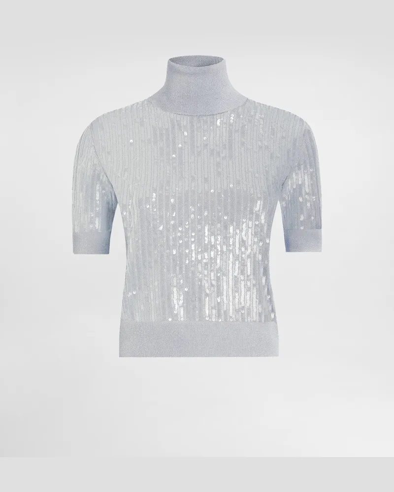 Dolce & Gabbana Paillettenbesetzter Rollkragenpullover - Frau Strickwaren Grau Grau