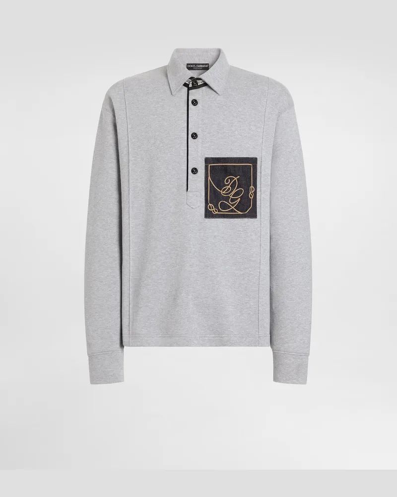 Dolce & Gabbana Sweatshirt Aus Baumwolle In Melierter Optik - Mann Collection Grau Grey