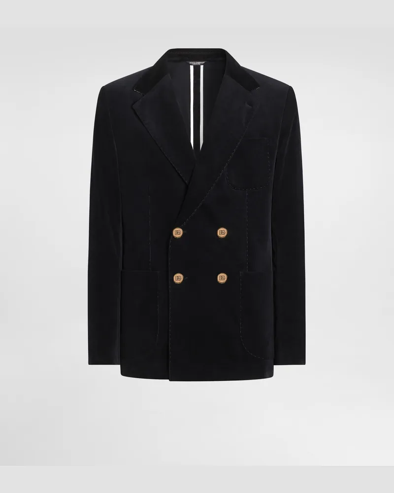 Dolce & Gabbana Jacke Portofino Aus Samt Mit Doppelreiher-design - Mann Anzüge Und Blazer Blau Blue