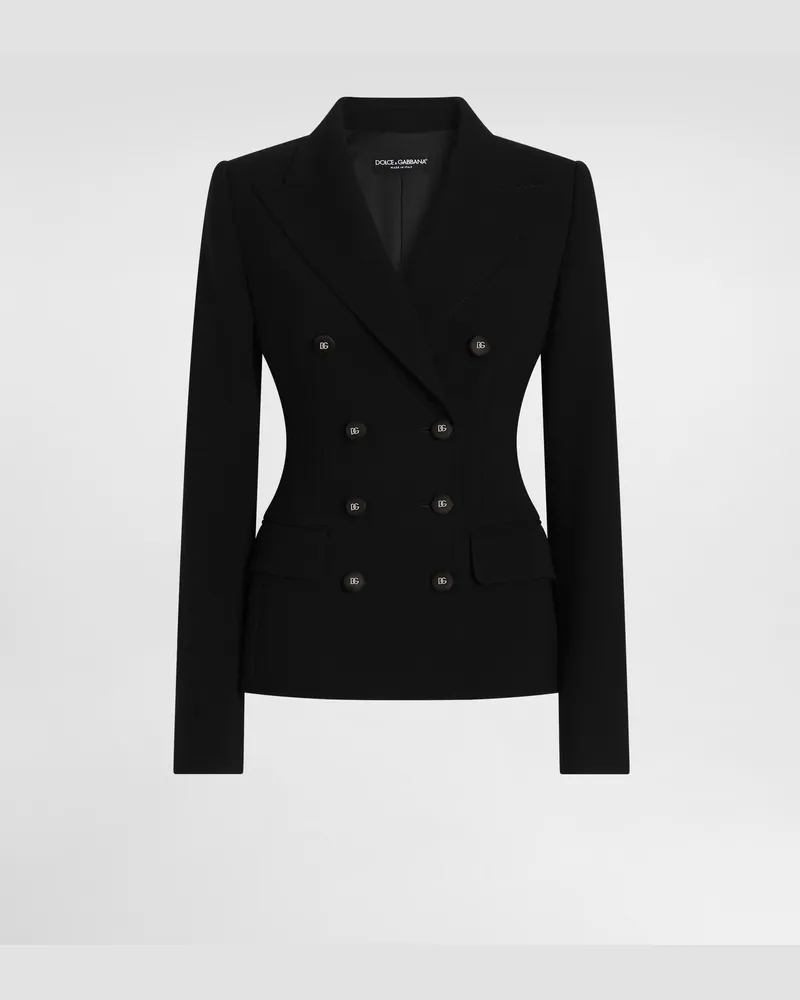 Dolce & Gabbana Double-breasted Jacket In Double Wool Crêpe - Frau Blazer Schwarz Black