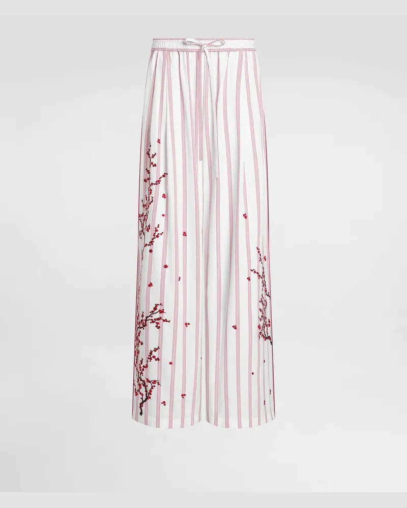 Dolce & Gabbana Poplin Trousers With Thread Floral Embroidery - Frau Hosen Und Shorts Mehrfarbig Mehrfarbig
