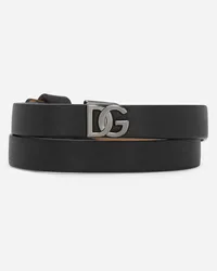 Dolce & Gabbana Armband aus Kalbsleder mit DG-Logo Schwarz