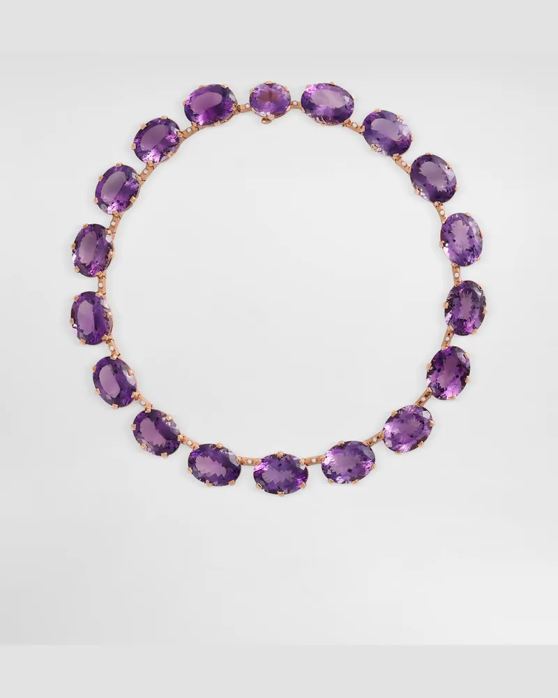 Dolce & Gabbana Anna Necklace In 18-carat Red Gold With Amethysts And Diamonds - Frau Collection Rot Red