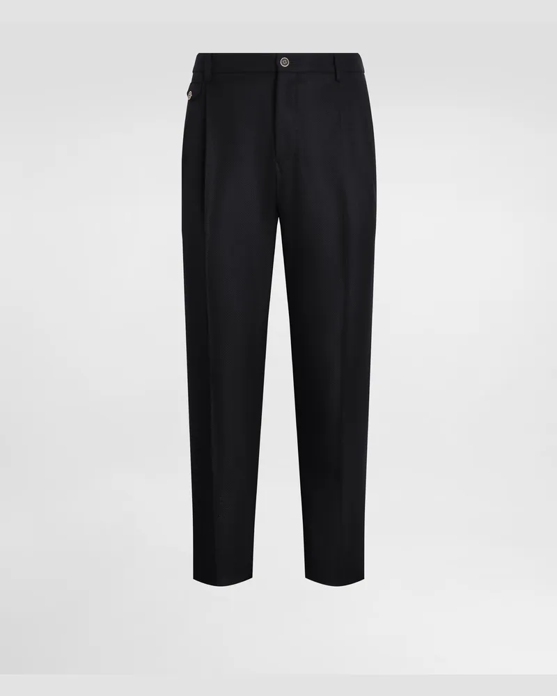 Dolce & Gabbana Hose Aus Wolle Mit Doppelter Bundfalte - Mann Hosen Und Shorts Schwarz Schwarz