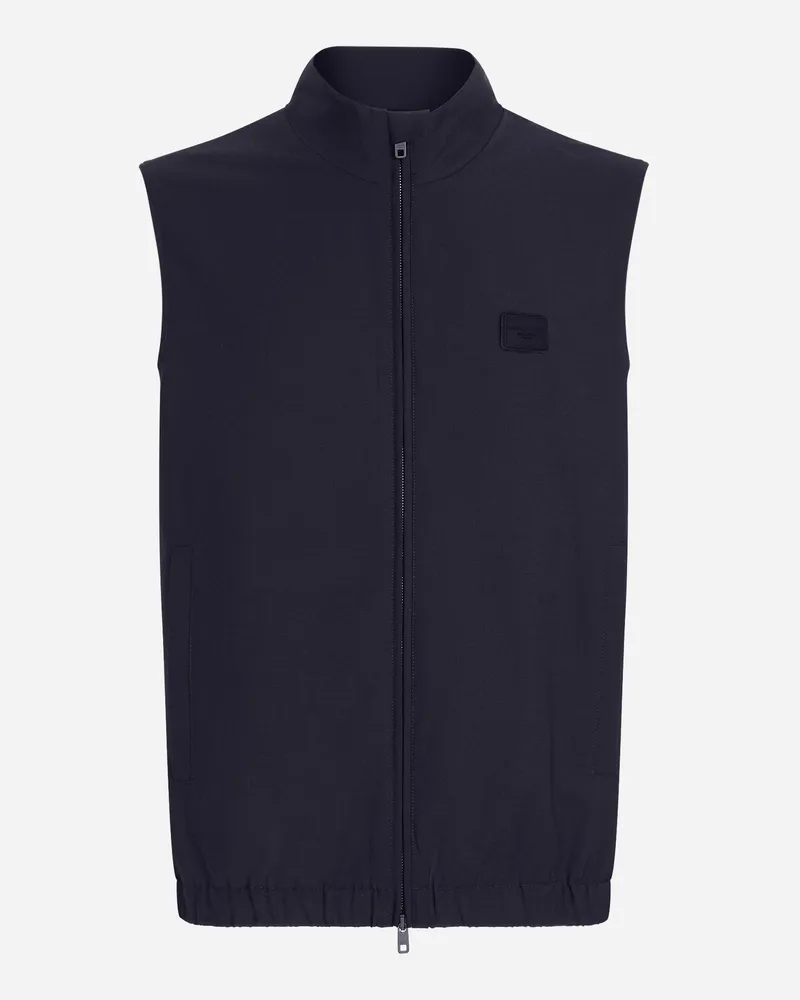 Dolce & Gabbana Weste Aus Wollstoff Mit Plakette - Mann Mäntel Und Jacken Blau Blau