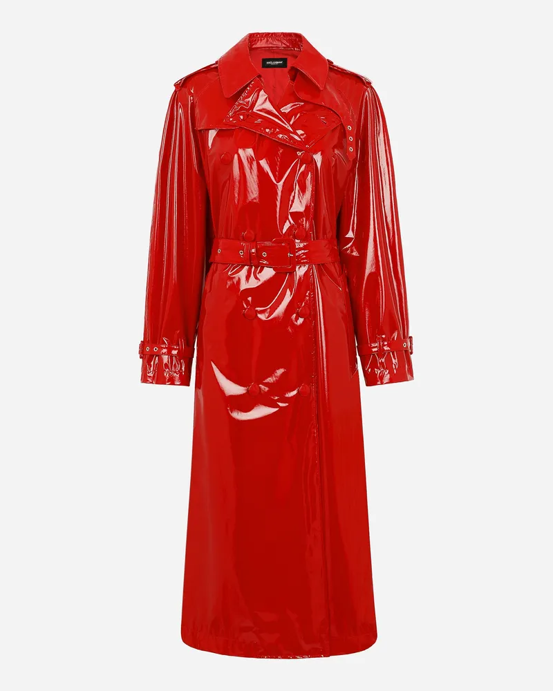 Dolce & Gabbana Trenchcoat Aus Lackleder - Frau Mäntel Und Jacken Rot Stoff Rot
