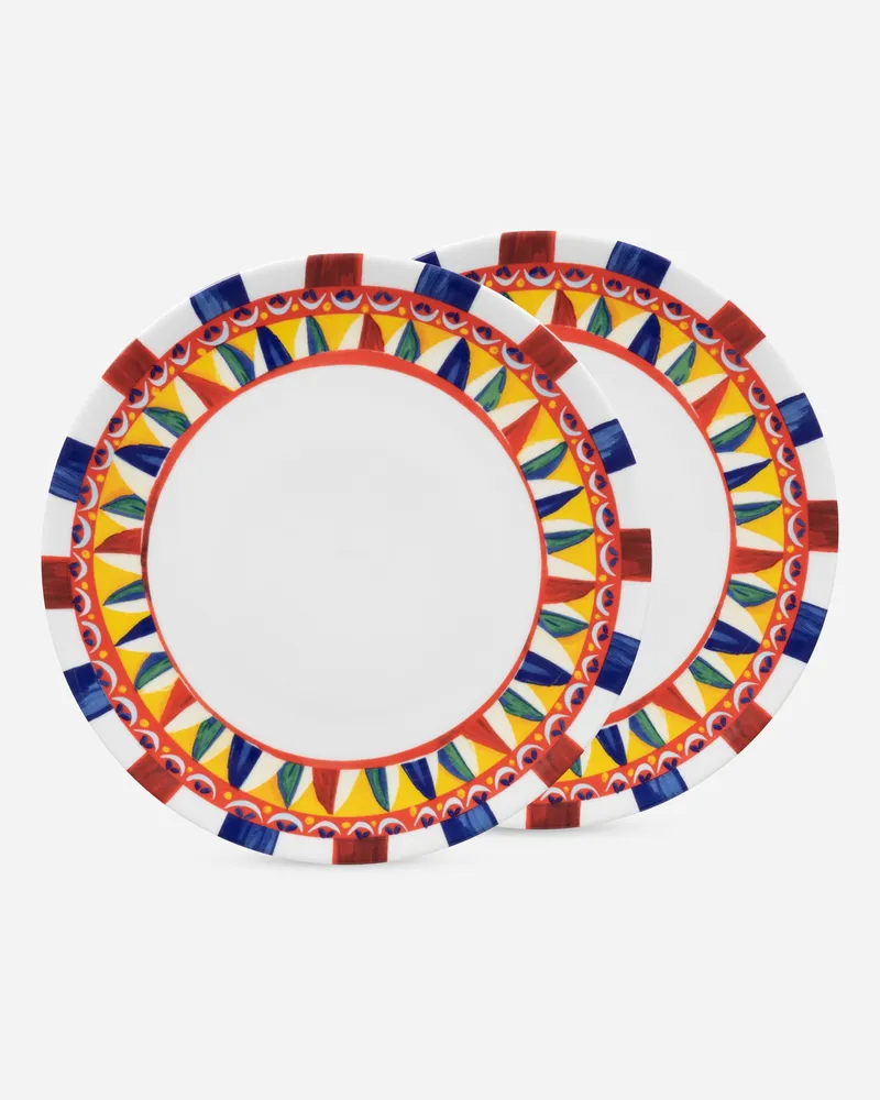 Dolce & Gabbana Set 2 Porcelain Dinner Plates - Flache Teller Mehrfarbig Mehrfarbig