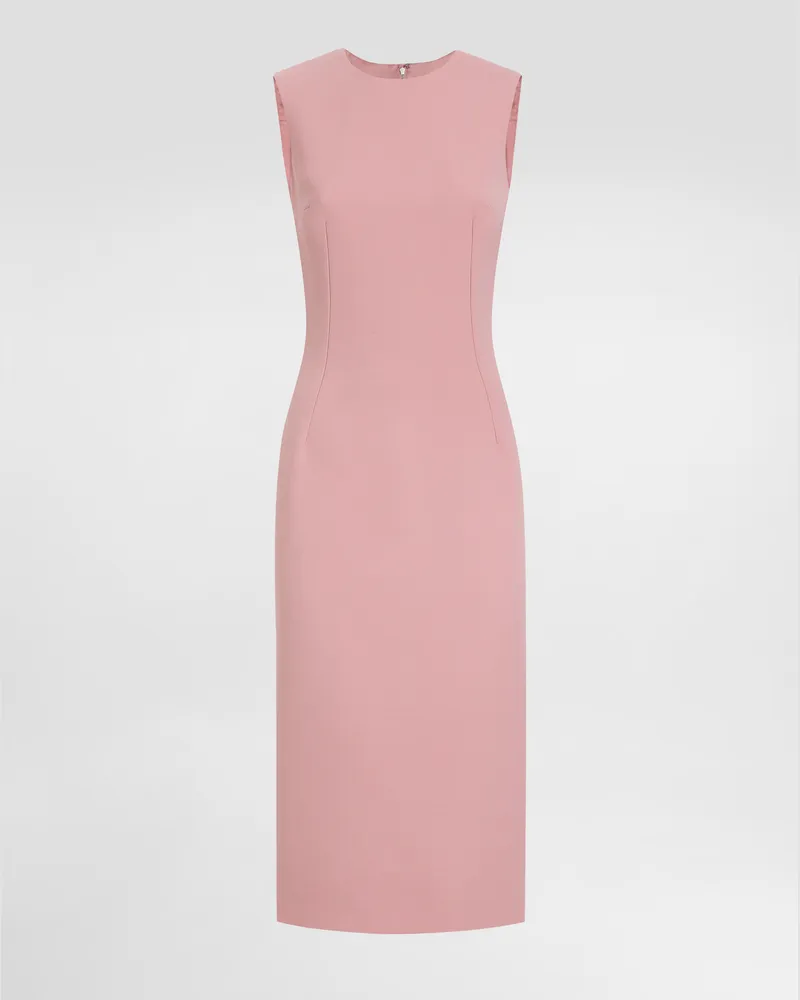 Dolce & Gabbana Wool Crepe Sheath Longuette Dress - Frau Kleider Multicolor Multicolor