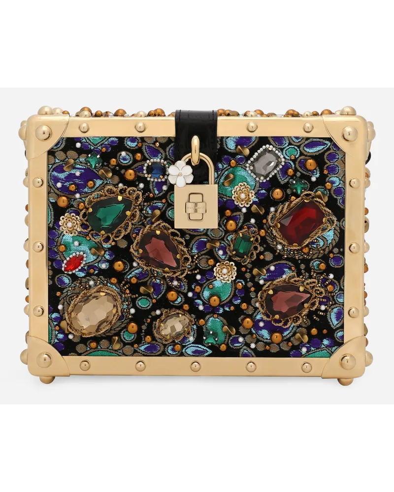 Dolce & Gabbana Tasche Dolce Box aus Jacquardgewebe mit Stickereien Mehrfarbig