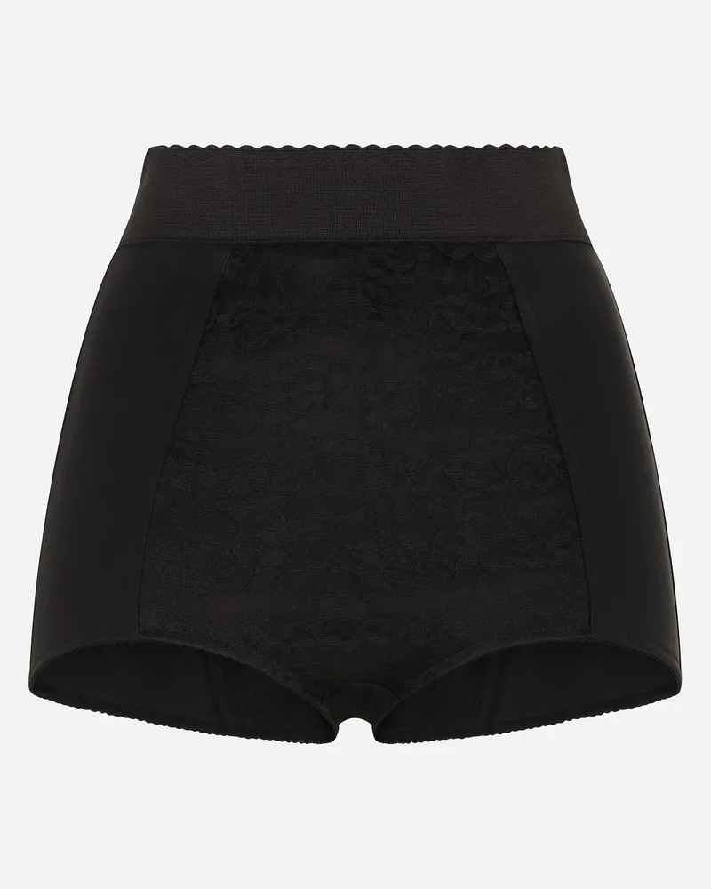 Dolce & Gabbana Panty Aus Jacquard-miederstoff Und Satin - Frau Hosen Und Shorts Schwarz Schwarz