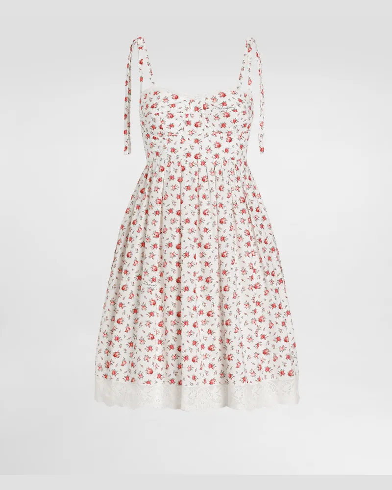Dolce & Gabbana Small Rose-print Short Poplin Dress - Frau Kleider Mehrfarbig Mehrfarbig