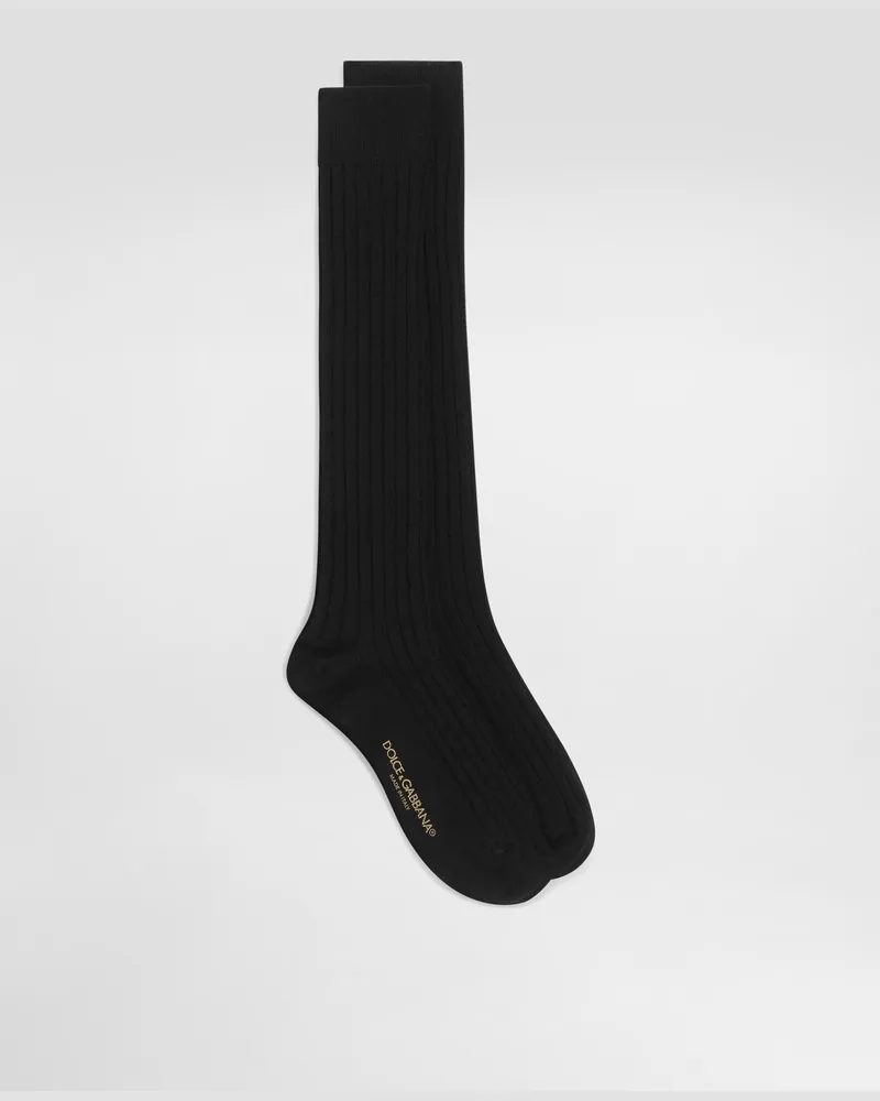 Dolce & Gabbana Gerippte Socken - Frau Socken Schwarz Schwarz