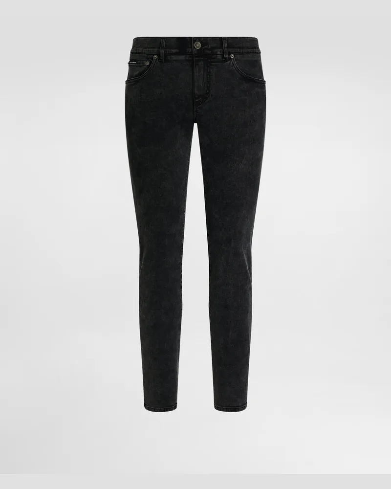 Dolce & Gabbana Jeans Skinny Aus Baumwollstretch Mit Plakette - Mann Jeans Mehrfarbig Mehrfarbig