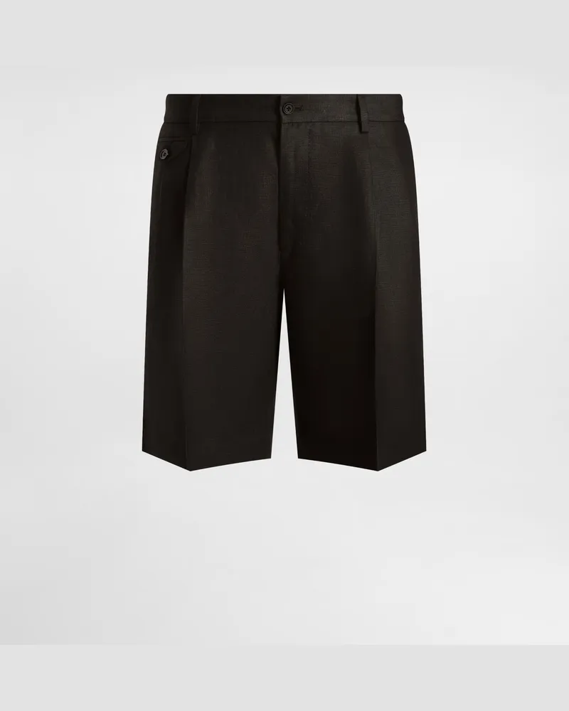 Dolce & Gabbana Bermudas Aus Leinenstoff - Mann Hosen Und Shorts Schwarz Schwarz