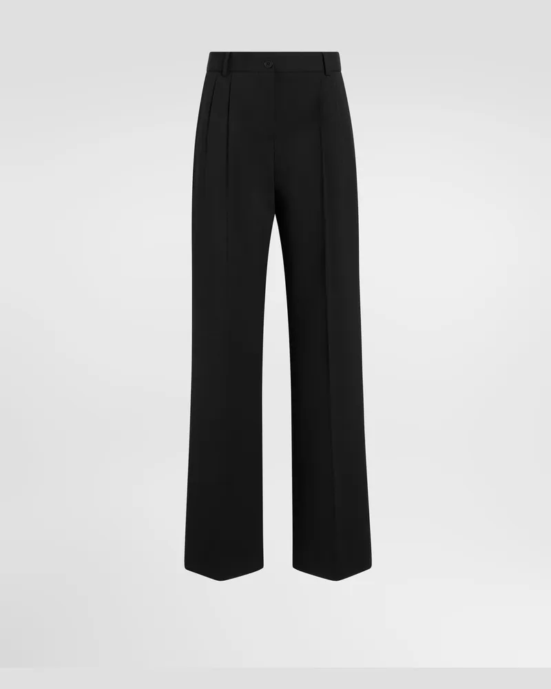 Dolce & Gabbana Hose In Mikro-rippstruktur - Frau Hosen Und Shorts Schwarz Schwarz
