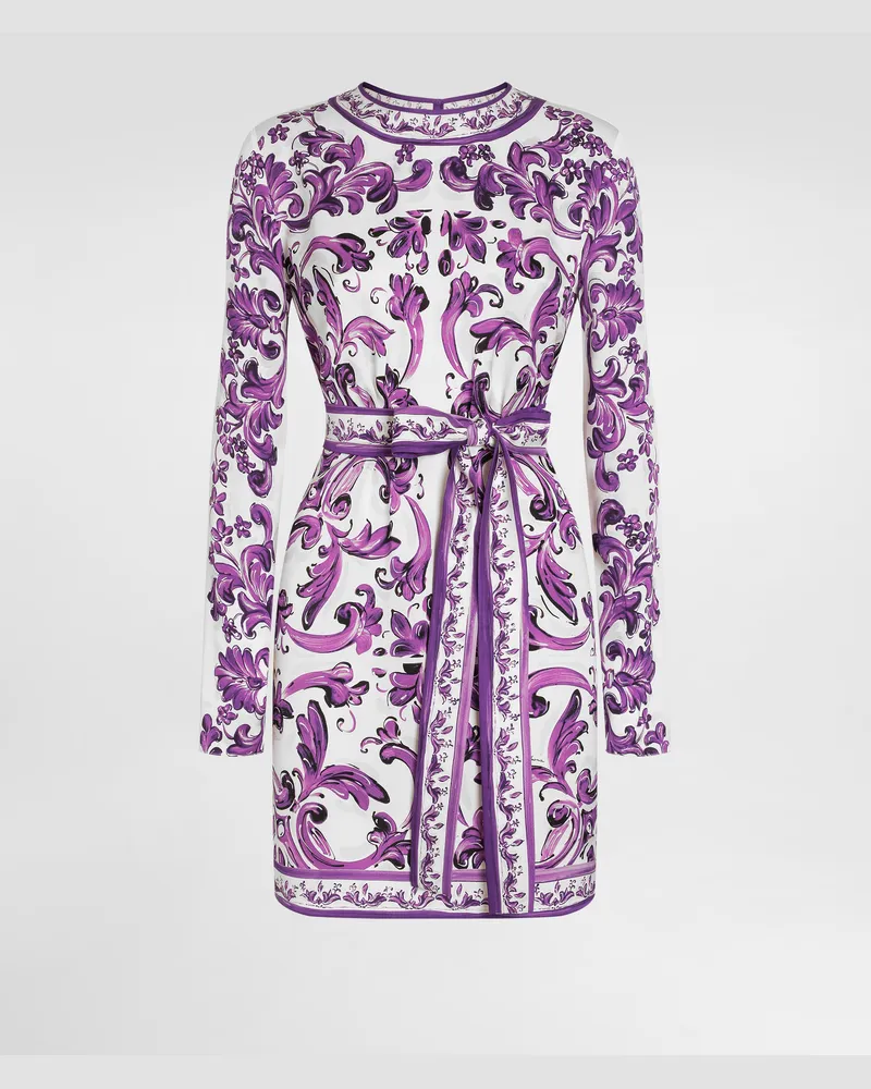 Dolce & Gabbana Majolica-print Charmeuse Dress - Frau Kleider Multicolor Multicolor