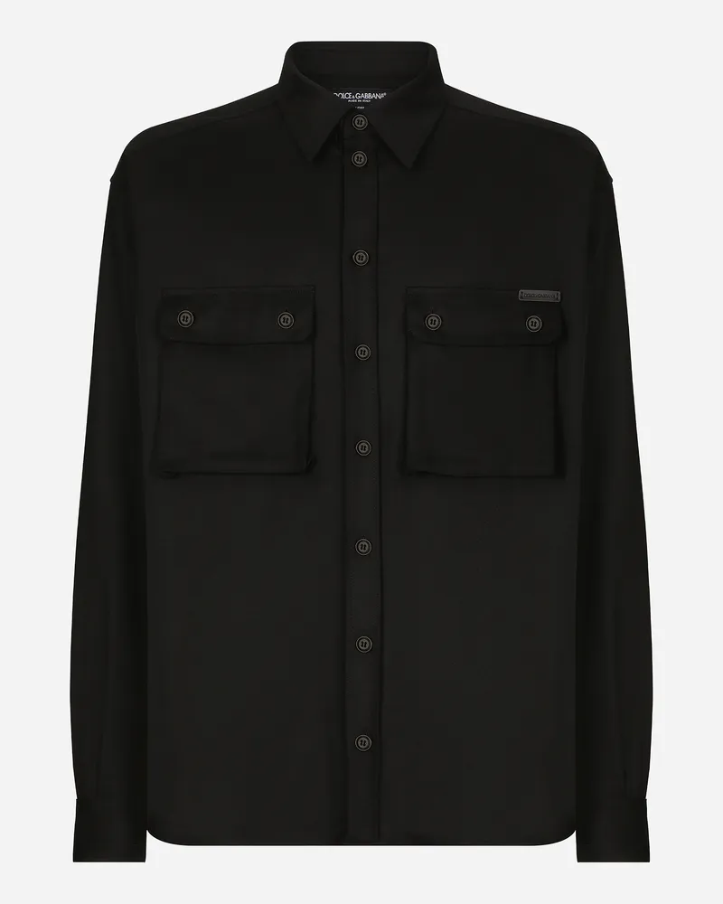 Dolce & Gabbana Oversize-hemd Aus Flanell - Mann Hemden Schwarz Schwarz