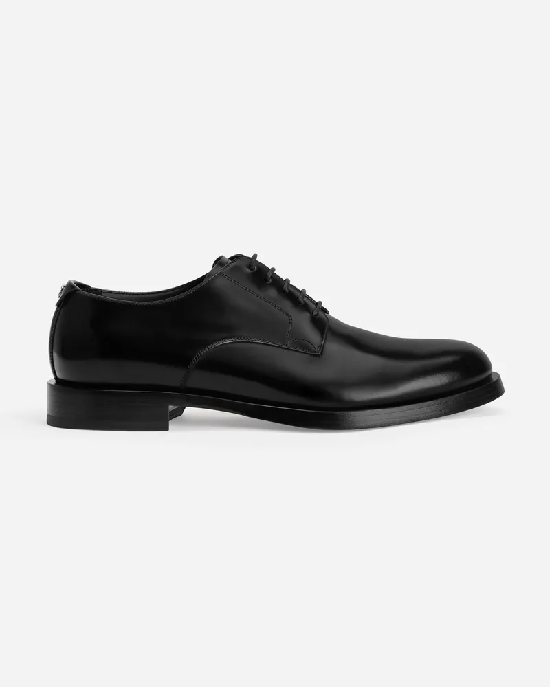 Dolce & Gabbana Brushed Calfskin Derby Shoes - Mann Schnürschuhe Schwarz Leder Black