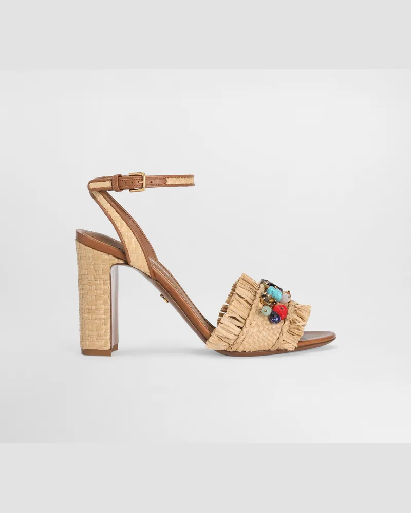 Dolce & Gabbana Geflochtene Sandalette Mit Fransen Und Strasssteinen - Frau Sandalen Und Wedges Mehrfarbig Mehrfarbig