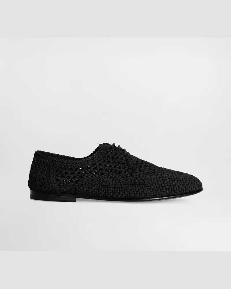Dolce & Gabbana Derby Aus Geflochtenem Textil - Mann Schnürschuhe Schwarz Schwarz