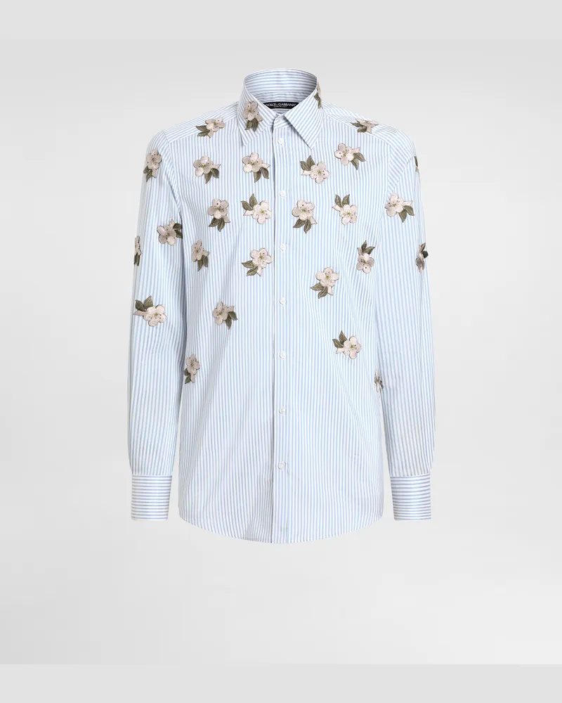 Dolce & Gabbana Hemd Aus Seide Und Baumwolle Mit Floralen Applikationen - Mann Hemden #n/d Mehrfarbig
