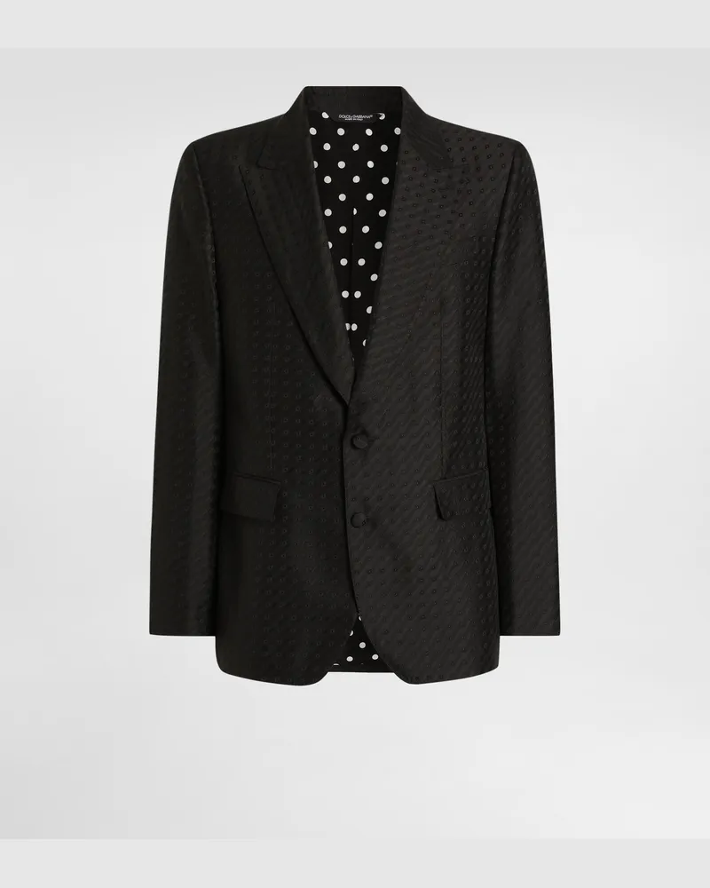 Dolce & Gabbana Single-breasted Sicilia Light Jacket With Micro Pattern Jacquard - Mann Anzüge Und Blazer Schwarz Black
