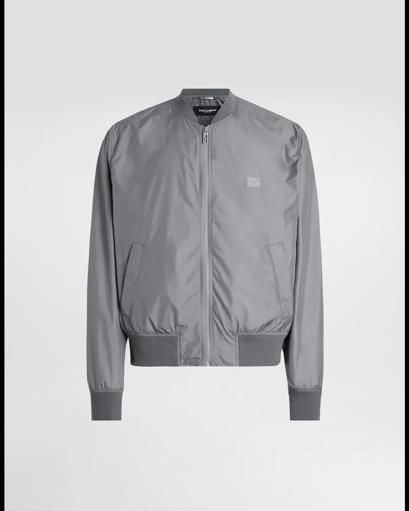 Dolce & Gabbana Bomberjacke Aus Technischem Gewebe Mit Plakette - Mann Mäntel Und Jacken Grau Grau