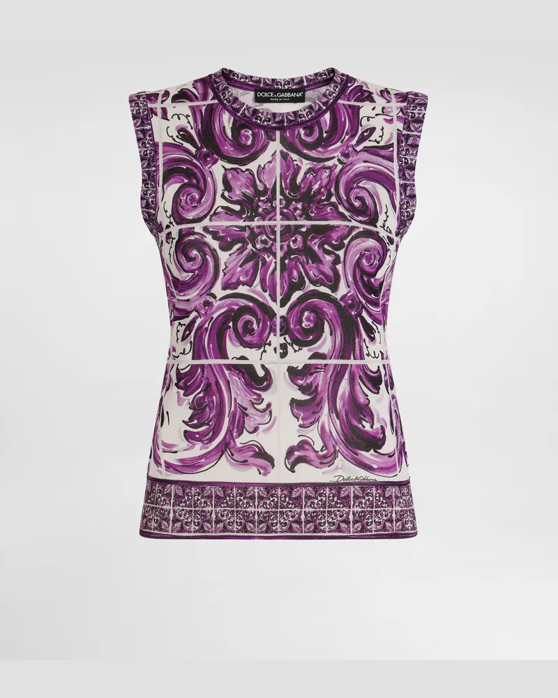 Dolce & Gabbana Majolica-print Silk Tank Top - Frau T-shirts Und Sweatshirts Multicolor Multicolor