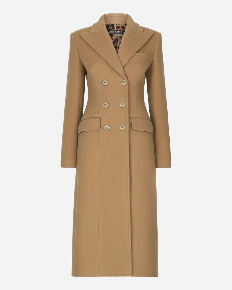 Dolce & Gabbana Langer Zweireihiger Mantel Aus Wolle Und Kaschmir - Frau Mäntel Und Jacken Beige Wolle Beige