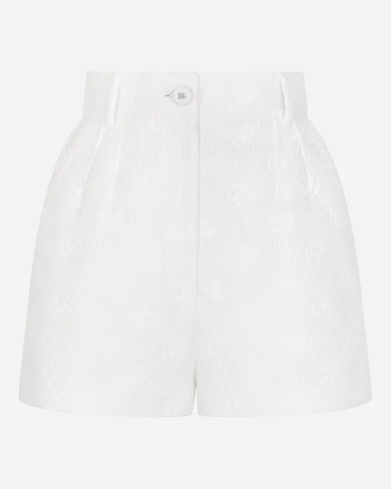 Dolce & Gabbana Shorts Aus Jacquard Mit Dg-logo Allover - Frau Hosen Und Shorts Wei Weiss