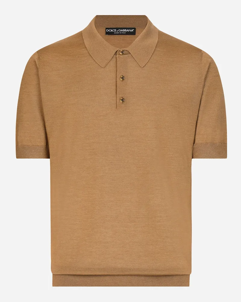Dolce & Gabbana Poloshirt Aus Kaschmir Und Seide - Mann Strickwaren Beige Beige