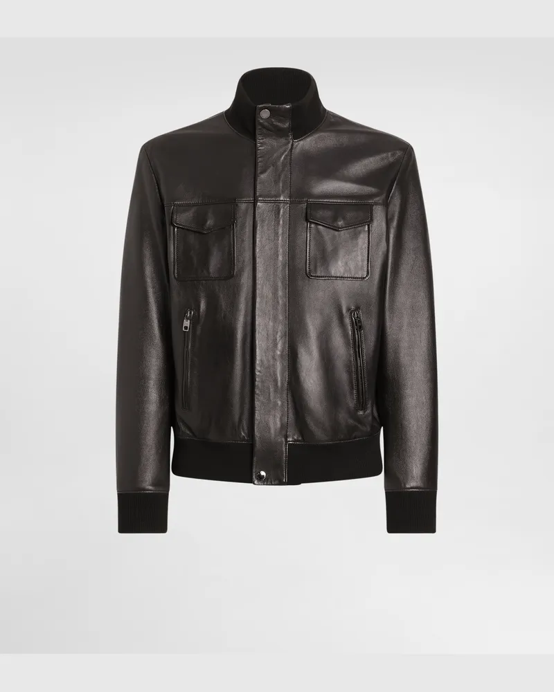 Dolce & Gabbana Lambskin Bomber Jacket - Mann Mäntel Und Jacken Braun Braun