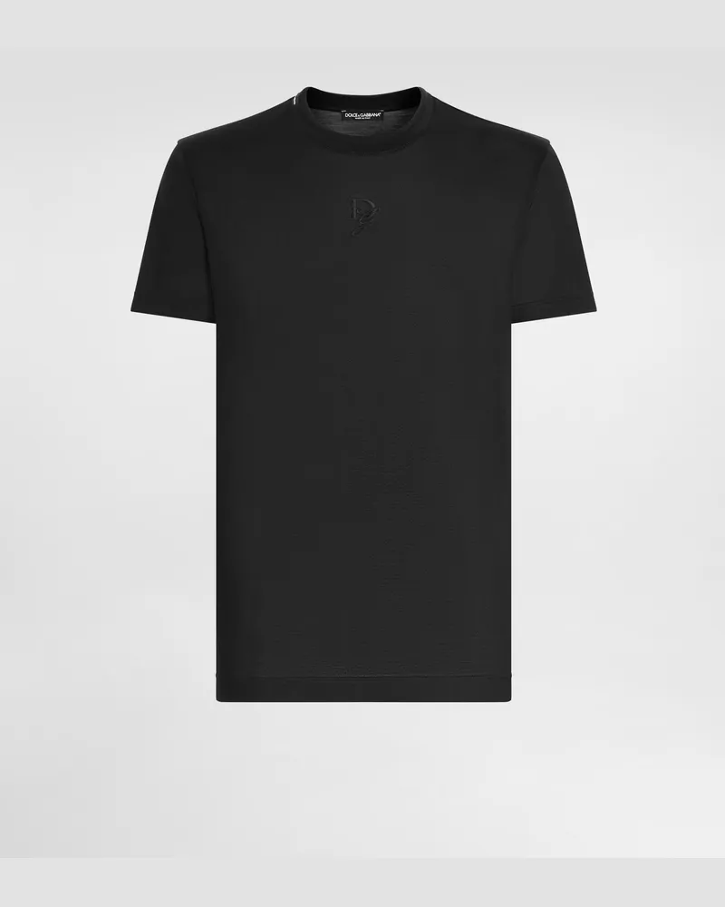 Dolce & Gabbana T-shirt Aus Seide Mit Logo - Mann T-shirts Und Polos Schwarz Schwarz