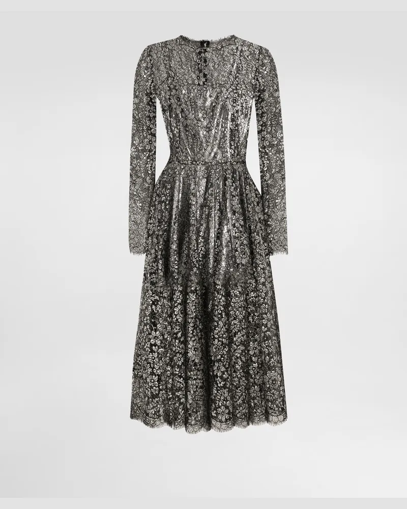 Dolce & Gabbana Lamé Lace Dress - Frau Collection Silber Silver