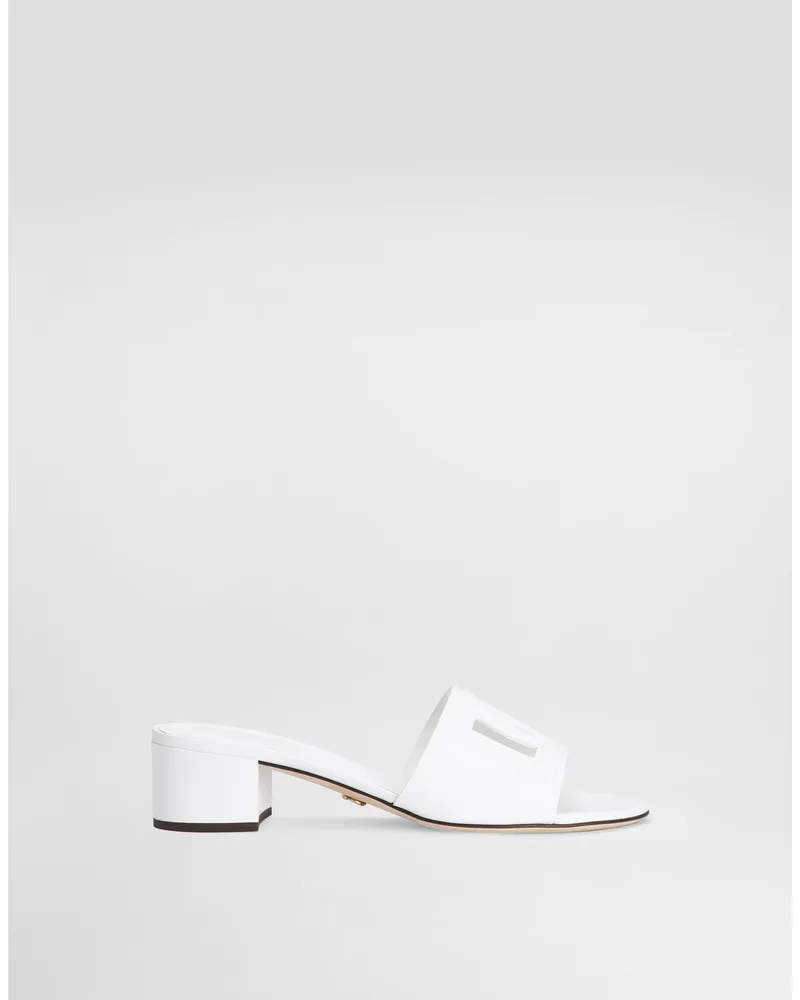 Dolce & Gabbana Mules Aus Kalbsleder - Frau Pantoletten Und Mules Wei� Leder Weiss