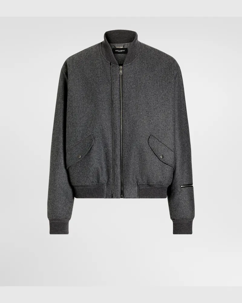 Dolce & Gabbana Bomberjacke Aus Wollflanell Mit Wattierung - Mann Mäntel Und Jacken Grau 